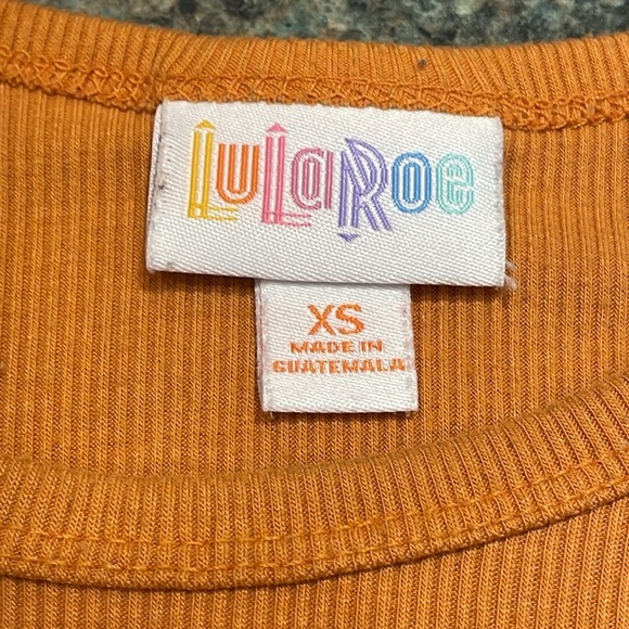 LuLaRoe XS color block ribbed shirt.  Orange with blue and red sleeves - Picture 7 of 9